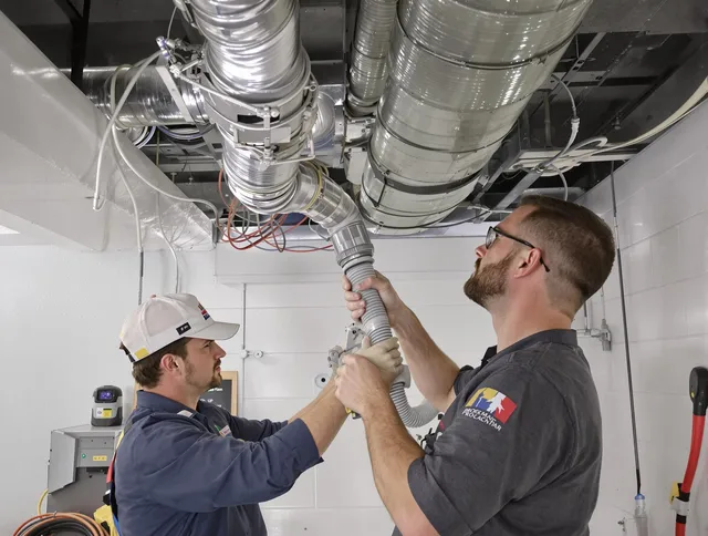 Foxborough Air Duct Cleaning technician performing thorough AC duct cleaning in Foxborough