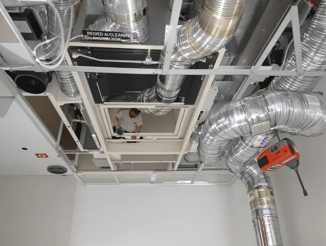 Foxborough Air Duct Cleaning technician performing detailed central duct system cleaning in Foxborough